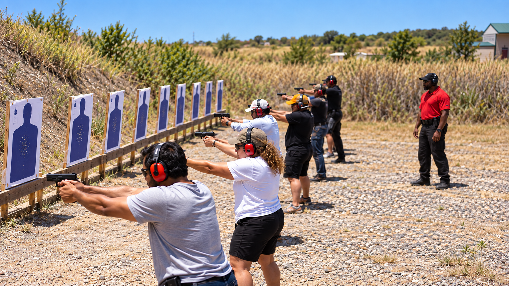 Outdoor handgun training at the range